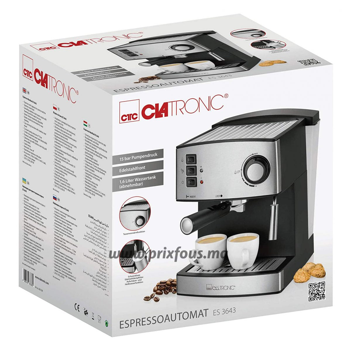 Machine à café et cappuccino en acier inoxydable, made in Germany